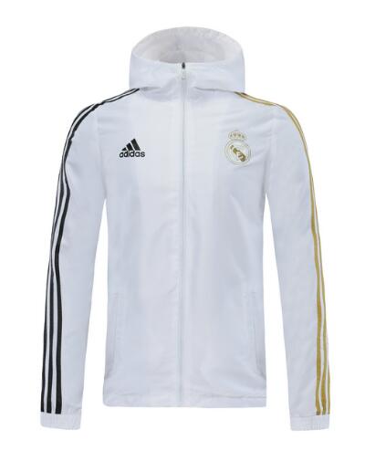 Real Madrid White Hoodie Windbreaker Jacket 2020/21